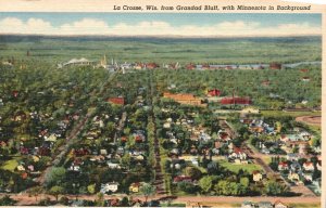 Vintage Postcard 1930s Grandad Bluff w/ Minnesota Background La Crosse Wisconsin