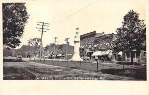 Greene NY Soldier's Monument Business District in 1908 RPPC Postcard