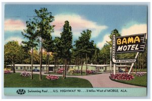 Mobile Alabama Postcard Swimming Pool US Highway Exterior c1956 Vintage Antique