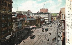 Vintage Postcard 1907 Weybosset Busy City Street Providence Rhode Island RI