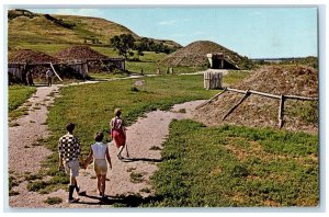 1966 Mandan Indian Village Ceremonial Lodge Scene Hazen North Dakota ND Postcard