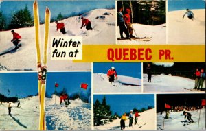 Skiing Scenes, Winter Fun At Quebec c1961 Vintage Postcard G77