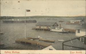Sydney Cape Breaton Harbor Steamer Boats c1910 Postcard