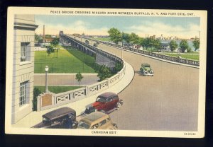 Buffalo, New York/NY Postcard, Peace Bridge Canada Side, Fort Erie, Ontario