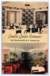 c1940's Camellia Garden Restaurant Interior Atlanta Georgia GA Unposted Postcard