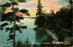 On Lake Joseph Muskoka Lakes G.F.R. System Ontario Canada 1910s Vtg Postcard