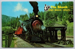 Fort Bragg North Carolina~Super Skunk Steamer Train~Ranch Station~1950s Postcard