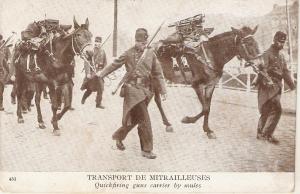 Horses. Military. Transport de Mitrailleuses Antique French postcard