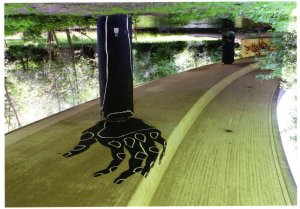 Giant Hand Holding River Bridge Monster Street Art Graffiti Postcard