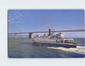 Postcard Ferry Boat And Bay Bridge, San Francisco, California