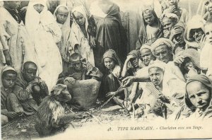 PC MOROCCO, CHARLATAN AVEC SON SINGE, Vintage Postcard (b29369)