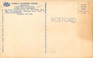 Greenfield Indiana~Town & Country Motel~Pool~Restaurant~1950's Postcard 