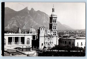 Monterrey Nuevo Leon Mexico Postcard Zaragoza Square 1940 Posted RPPC Photo