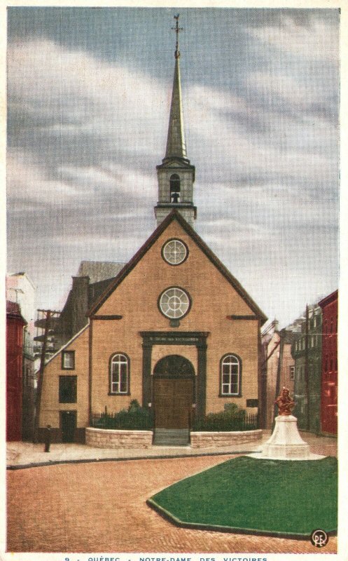Vintage Postcard Notre-Dame Des Victoires Catholic Church Quebec Canada
