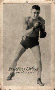 Boxing Battling Ortega  Oakland California Postcard  1922