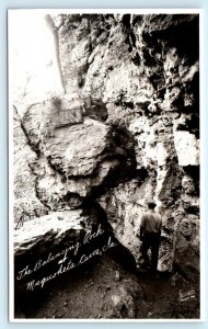 RPPC  MAQUOKETA, Iowa IA ~ The BALANCING ROCK ca 1930s Real Photo Postcard