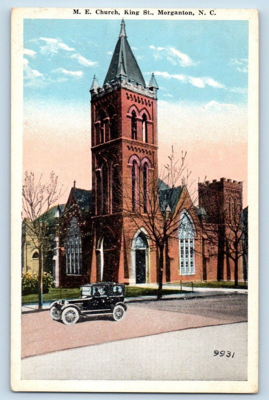 Morganton North Carolina NC Postcard M.E Methodist Church King Street Vintage