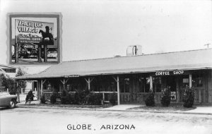 Apache Land Village Cafe Automobile Globe Arizona Cook 1950s RPPC Postcard 9517