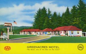 Greenacres Motel Tillamook Oregon OR USA Flag Unused 1950s Vintage Postcard E11