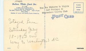 Deluxe Motor Court Inc WAYNESBORO VIRGINIA Linen postcard 12544