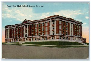 Kansas City Missouri MO Postcard North East High School Exterior Roadside c1910s