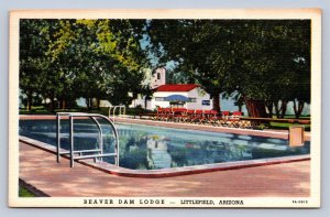 J92/ Littlefield Arizona Postcard Linen Beaver Dam Lodge Pool  14