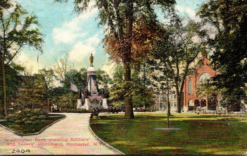 New York Rochester Washington Park Showing Soldiers and Sailors Monument