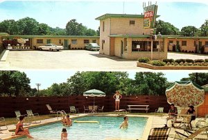 1950s COLUMBUS MISSISSIPPI PLAZA MOTEL POOL VIEW SWIMSUITS AAA POSTCARD P1078