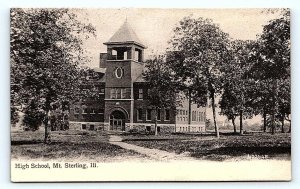 MT. STERLING, IL Illinois ~ HIGH SCHOOL 1911 Brown County Brockman Postcard