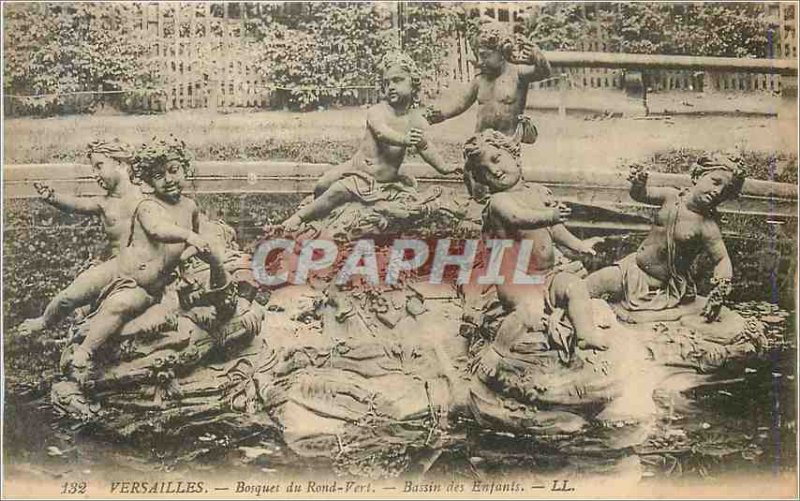 Postcard Old Versailles Bosqute Rond Green Children of Basin