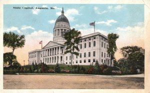 Vintage Postcard 1910's State Capitol Building Historical Landmark Augusta Maine