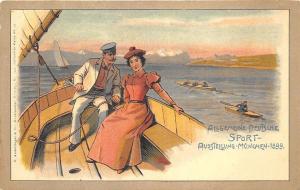 General German Sport Exhibition Munchen Sail Boat 1899 Pioneer Postal Card