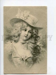 414843 Portrait BELLE Lady Hat UnSign WICHERA old M.M. VIENNE