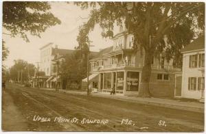 Sanford ME Dirt Street View Store Fronts Trolley Tracks RPPC Real Photo Postcard