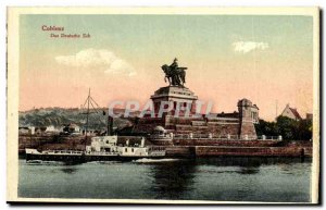 Postcard Old Coblenz Das Deutsche Eck Boat