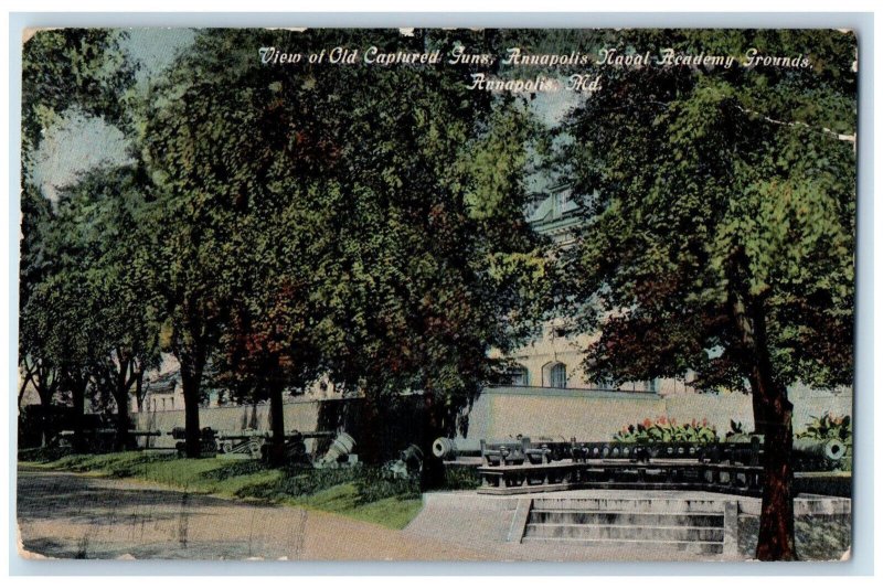 c1910 View of Old Captured Guns Annapolis Naval Academy Grounds MD Postcard