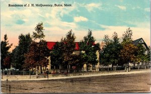 Residence J H McQueeney Butte Montana Postcard Keefe Bros divided back litho