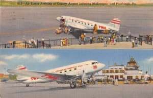 Pittsburgh Pennsylvania TWA Airline at County Airport Vintage Postcard AA4932