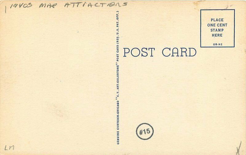 Michigan Map Attractions 1940s Teich linen Postcard 22-3765