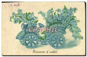 Old Postcard Fancy Char flowers Automotive