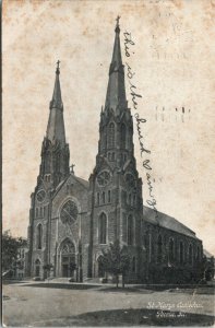 Postcard IL Peoria Saint Mary's Catholic Cathedral 1909 H2