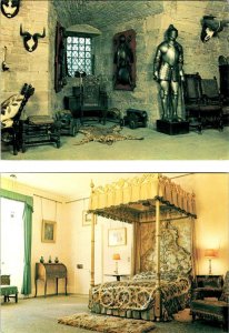 2~4X6 Postcards Forfar, Scotland CRYPT~SUIT OF ARMOR & BEDROOM At Glamis Castle