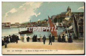 Old Postcard Le Treport The Boat Dieppe Going In Port