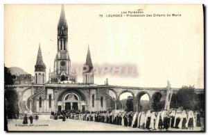 Old Postcard Lourdes Procession of Children of Mary