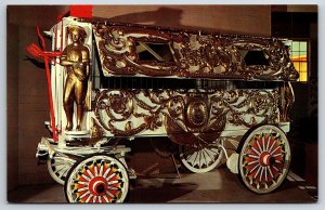 Barnum Bailey White & Gold Cage Wagon @ Circus World Museum~Vtg Postcard