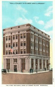 Vintage Postcard 1920's Hall County First National Bank of Grand Island Nebraska