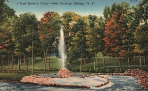Vintage Postcard Island Spouter Geyser Recreation Spot Saratoga Springs New York