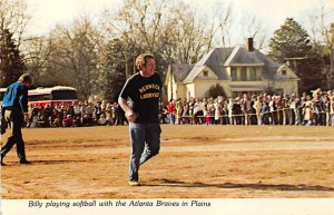 Billy Carter Playing Softball, With Atlanta Braves In Plains  