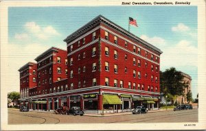 Vtg 1930's Hotel Owensboro Building Old Cars Owensboro Kentucky KY Postcard