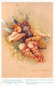 Theater Plays Fantasy Fairy Titania Bottom Art Marjorie C Bates postcard B928